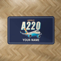 Thumbnail for Airbus A220-300 - Cartoon + Name - Rectangle Carpet - Dark Blue