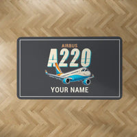 Thumbnail for Airbus A220-300 - Cartoon + Name - Rectangle Carpet - Dark Gray