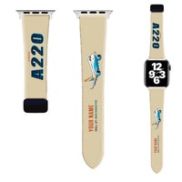 Thumbnail for Airbus A220-300 Apple Watch Bands - Beige (Magnetic Band) - Cartoon + Name