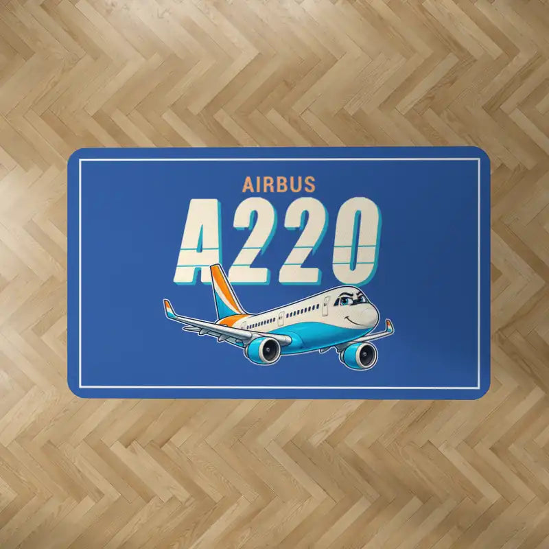 Airbus A220-300 - Cartoon - Rectangle Carpet - Blue