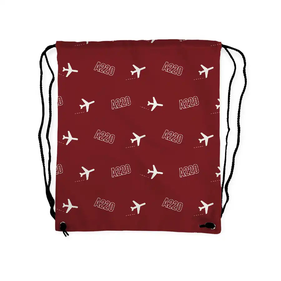 Airbus A220-300 - Drawstring Bag - 3D Pattern - Dark Red