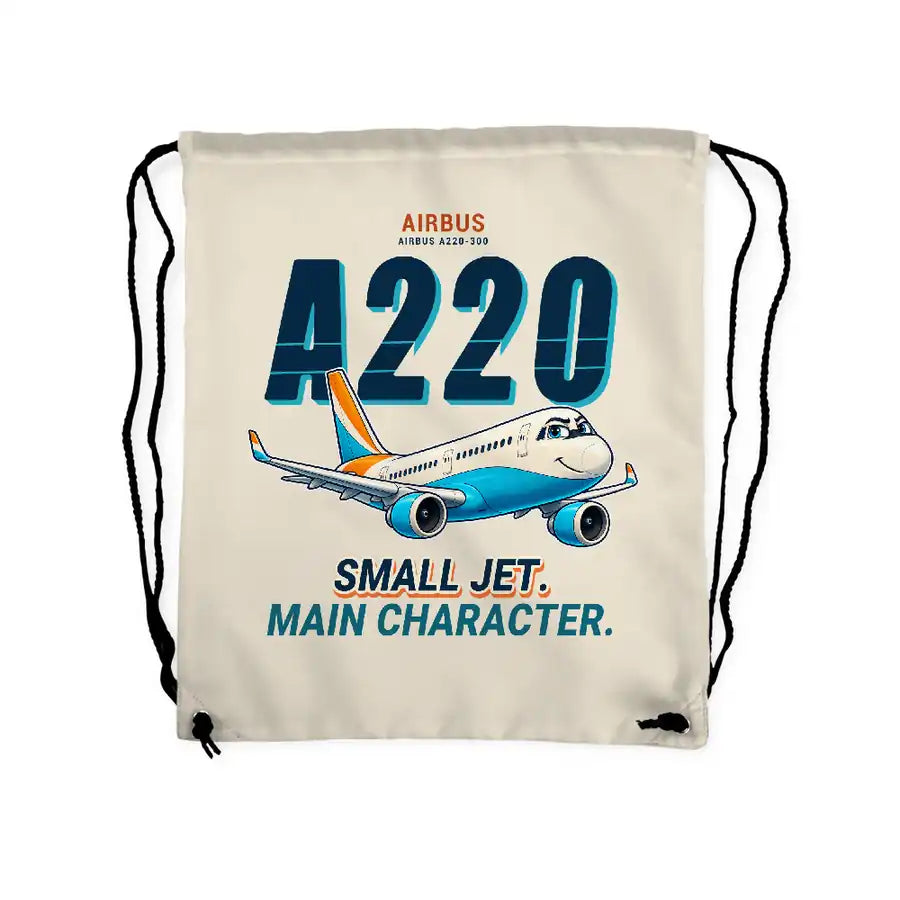Airbus A220-300 - Drawstring Bag - Cartoon - Beige