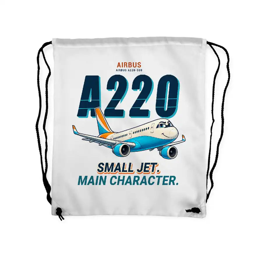 Airbus A220-300 - Drawstring Bag - Cartoon - White