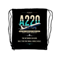 Thumbnail for Airbus A220-300 - Drawstring Bag - Original - Black