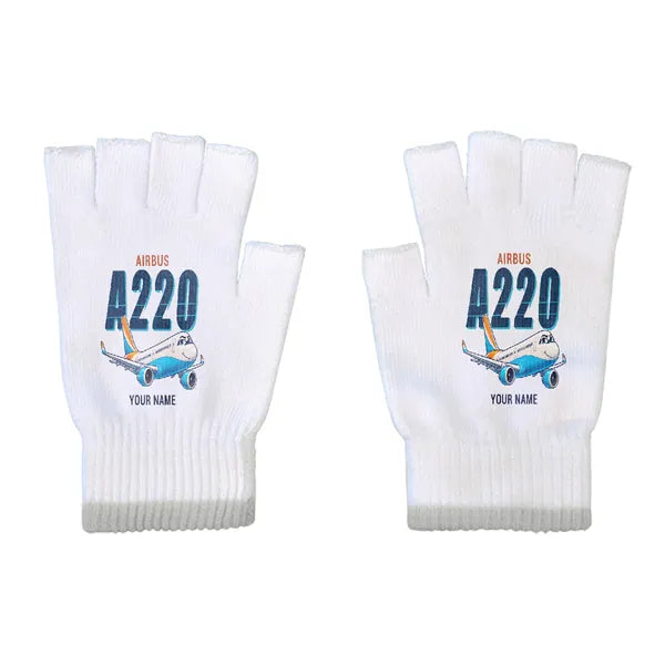 Airbus A220-300 - Gloves - Cut - Cartoon + Name - White