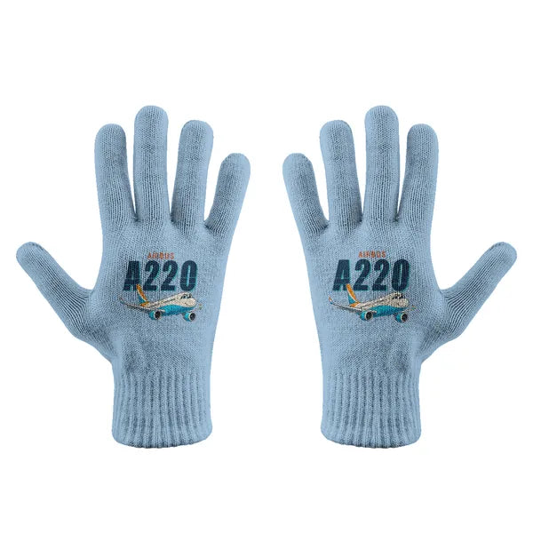 Airbus A220-300 - Gloves - Full - Cartoon - Light Blue