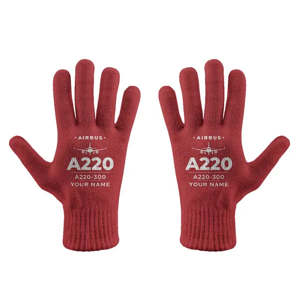 Airbus A220-300 - Gloves - Full - Heritage + Name - Red