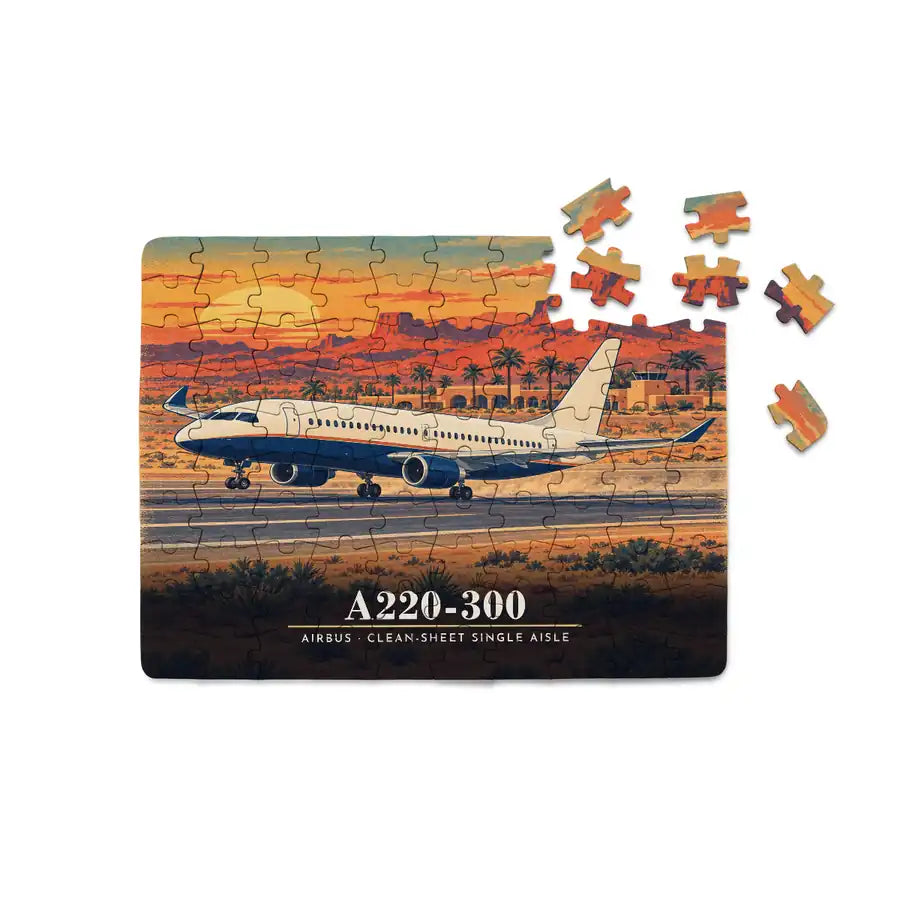 Airbus A220-300 - Horizontal + Text - Canvas Puzzle