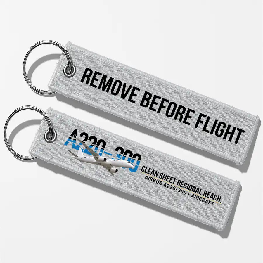 Airbus A220-300 Aviator Key Chains - Light Gray - Remove Before Flight