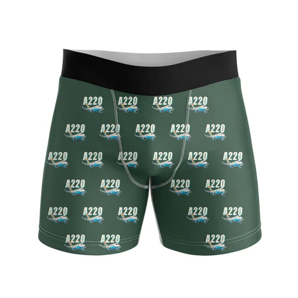 Airbus A220-300 - Men Boxers - Cartoon Pattern - Dark Green