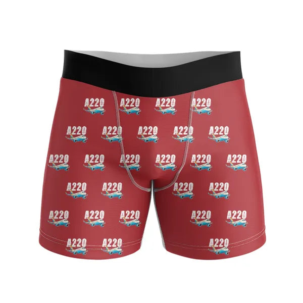 Airbus A220-300 - Men Boxers - Cartoon Pattern - Red