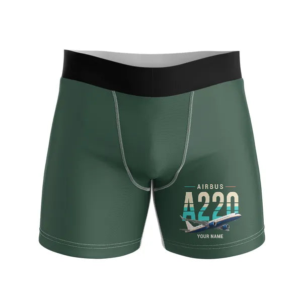 Airbus A220-300 - Men Boxers - Original + Name - Dark Green
