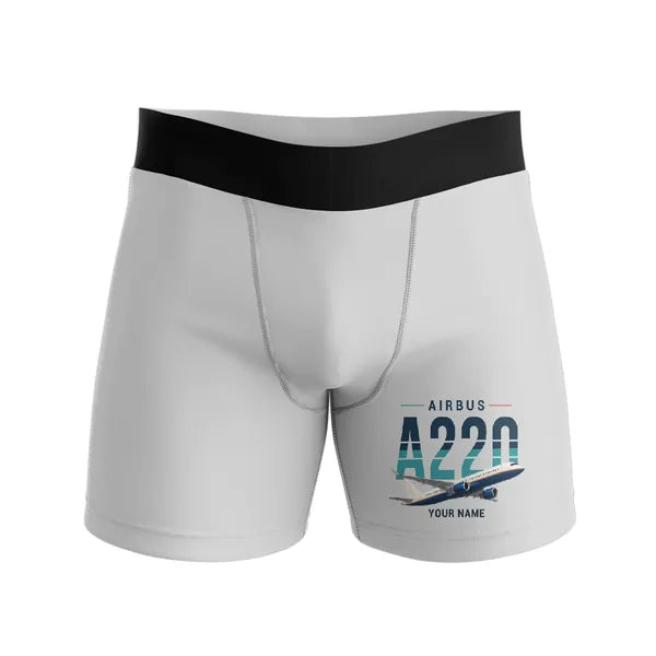 Airbus A220-300 - Men Boxers - Original + Name - Light Gray