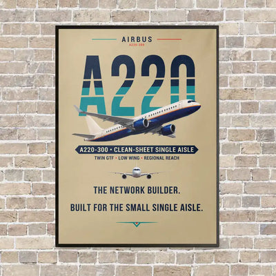Airbus A220-300 - Original - Canvas Framed - Beige
