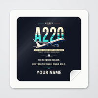 Thumbnail for Airbus A220-300 - Original + Name - Square Sticker - Peel