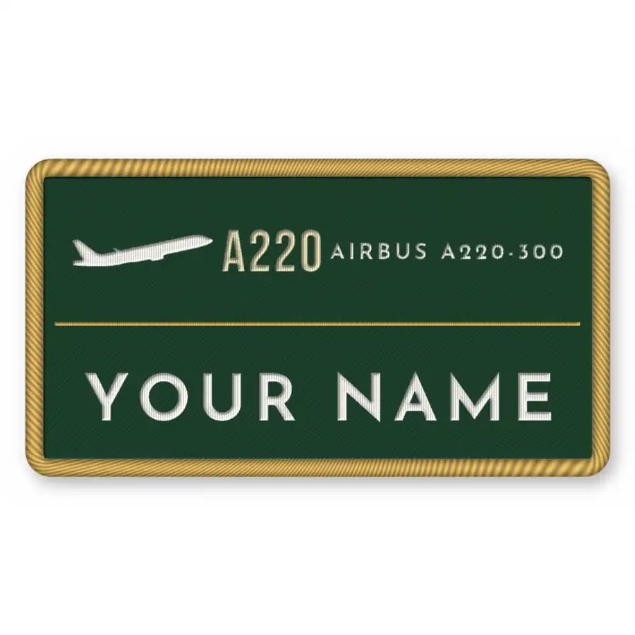 Airbus A220-300 Patches - Rectangle + Name - Forest Gold