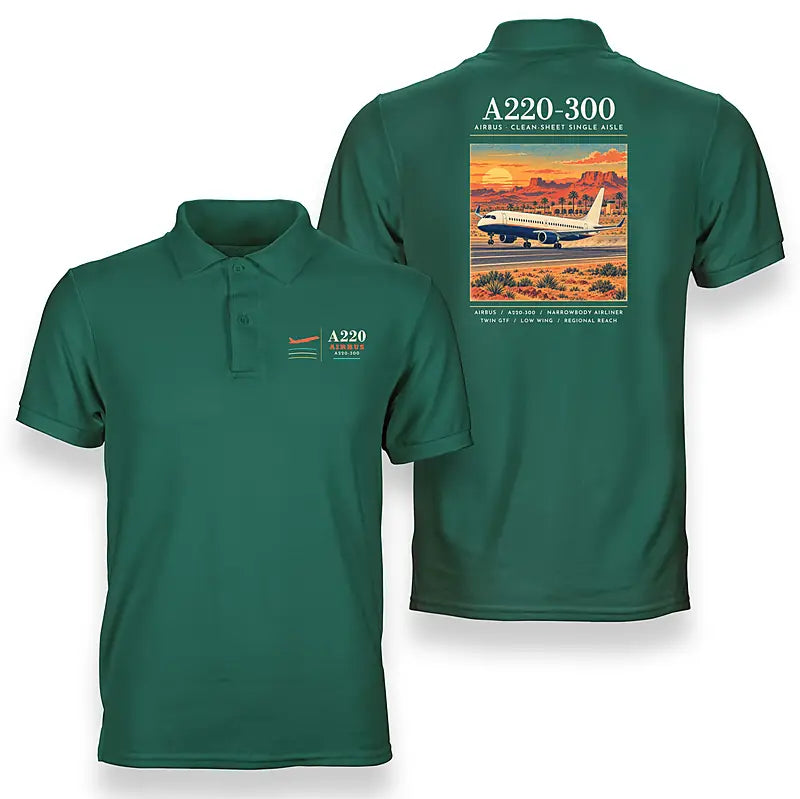Airbus A220-300 - Poster - Double-Side Polo - Green