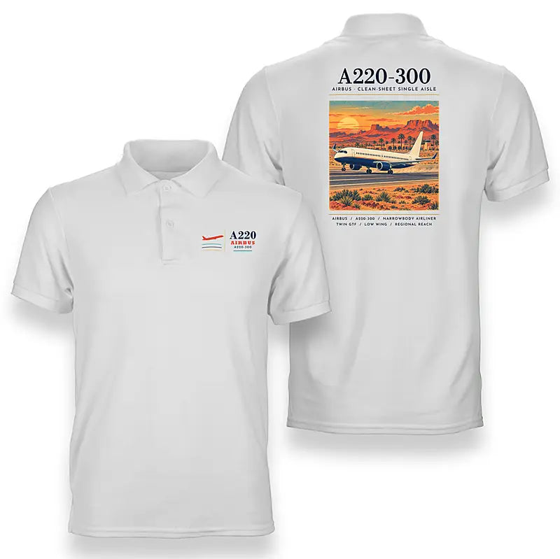 Airbus A220-300 - Poster - Double-Side Polo - White