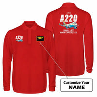 Thumbnail for Airbus A220-300 Premium Polo T-Shirts - Cartoon + Name - Long Sleeve - Red