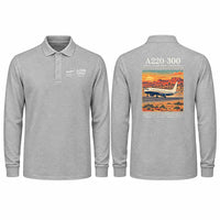 Thumbnail for Airbus A220-300 Premium Polo T-Shirts - Poster - Long Sleeve - Gray
