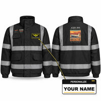 Thumbnail for Airbus A220-300 Reflective Winter Jackets - Poster + Name - Black