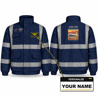 Thumbnail for Airbus A220-300 Reflective Winter Jackets - Poster + Name - Navy Blue