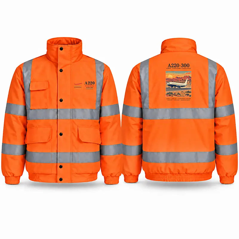 Airbus A220-300 Reflective Winter Jackets - Poster - Orange