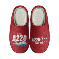 Thumbnail for Airbus A220-300 - Slippers - Cotton - Cartoon + Name - Red