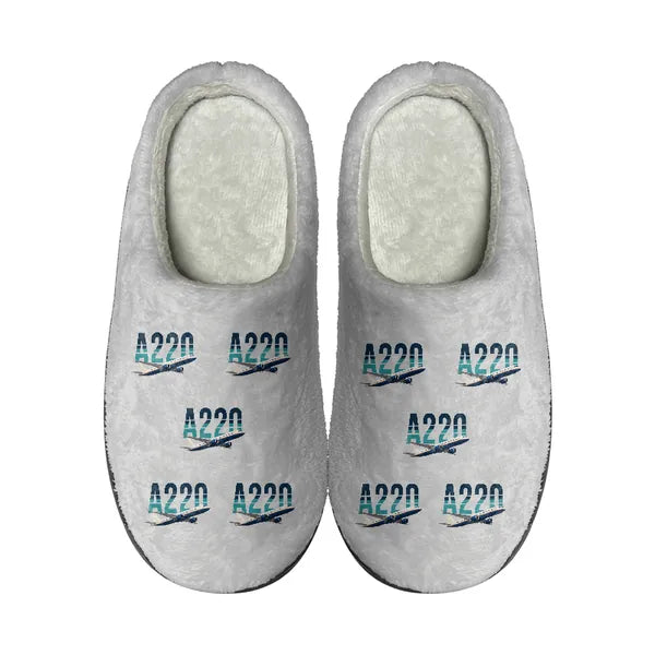 Airbus A220-300 - Slippers - Cotton - Original Pattern - Light Gray