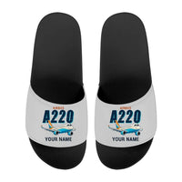 Thumbnail for Airbus A220-300 - Slippers - Sport - Cartoon + Name - Light Gray