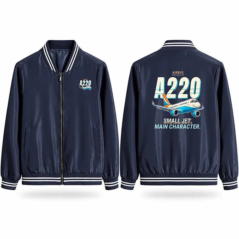 Airbus A220-300 Stylish Jackets - Baseball Collar - Cartoon - Navy Blue