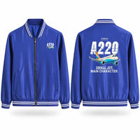 Thumbnail for Airbus A220-300 Stylish Jackets - Baseball Collar - Cartoon - Royal Blue