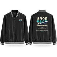Thumbnail for Airbus A220-300 Stylish Jackets - Baseball Collar - Original - Black