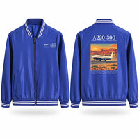Thumbnail for Airbus A220-300 Stylish Jackets - Baseball Collar - Poster - Royal Blue