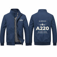 Thumbnail for Airbus A220-300 Stylish Jackets - Stand Collar - Heritage - Navy Blue