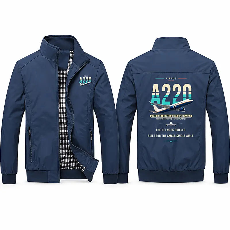 Airbus A220-300 Stylish Jackets - Stand Collar - Original - Navy Blue