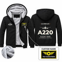 Thumbnail for Airbus A220-300 Zipped Sweatshirts - Heritage + Name - Black