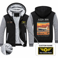 Thumbnail for Airbus A220-300 Zipped Sweatshirts - Poster + Name - Black & Gray