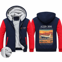 Thumbnail for Airbus A220-300 Zipped Sweatshirts - Poster - Navy & Red