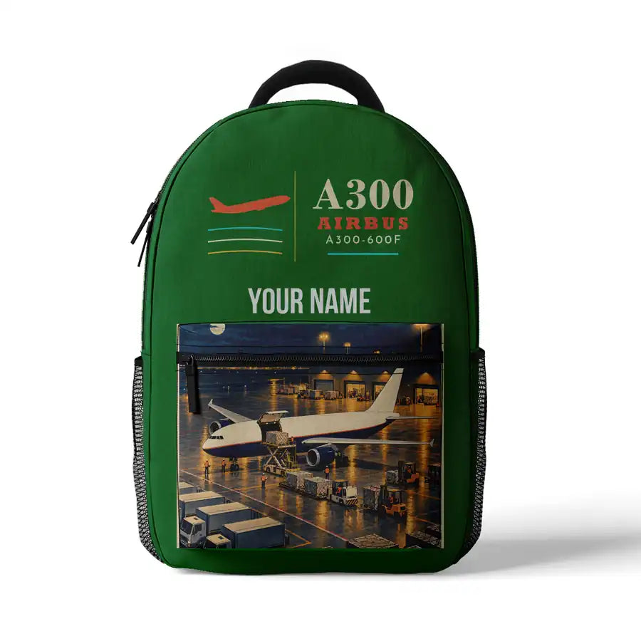 Airbus A300-600F - 3D Backpack - Green + Name