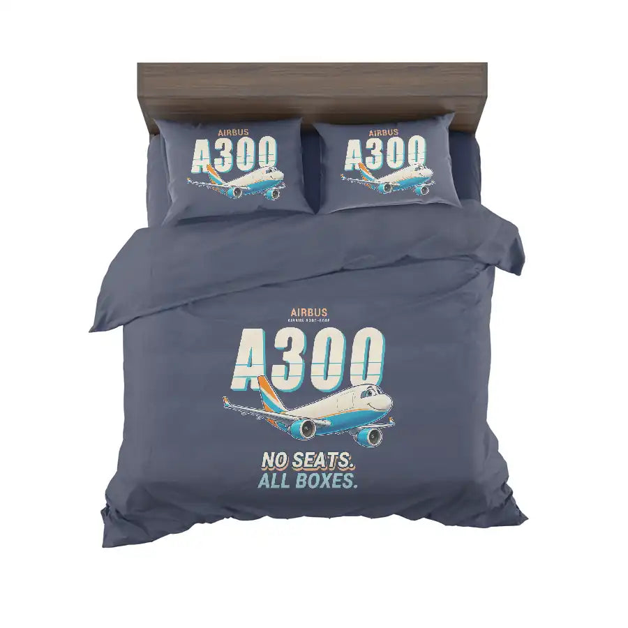 Airbus A300-600F - Cartoon - Bedding Set - Navy Blue