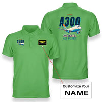Thumbnail for Airbus A300-600F - Cartoon - Double-Side Polo - Light Green + Name