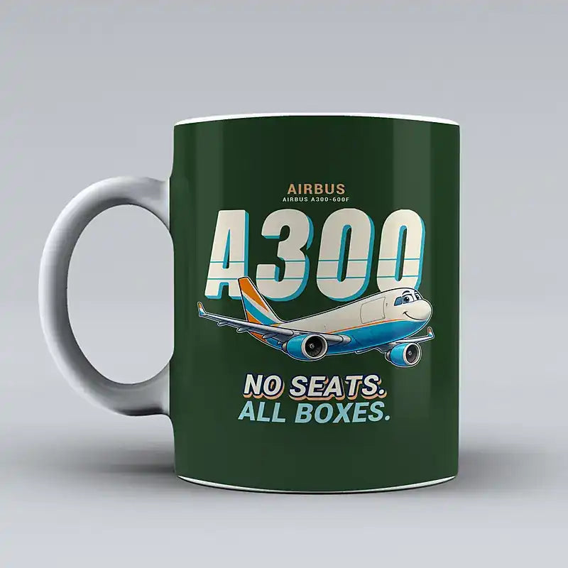 Airbus A300-600F - Cartoon - Mug - Dark Green