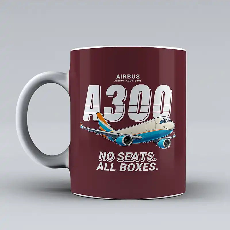 Airbus A300-600F - Cartoon - Mug - Dark Red