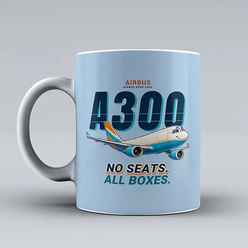 Airbus A300-600F - Cartoon - Mug - Light Blue