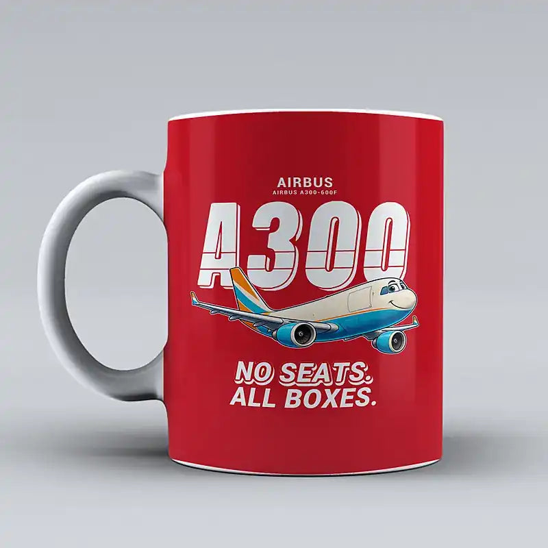 Airbus A300-600F - Cartoon - Mug - Red