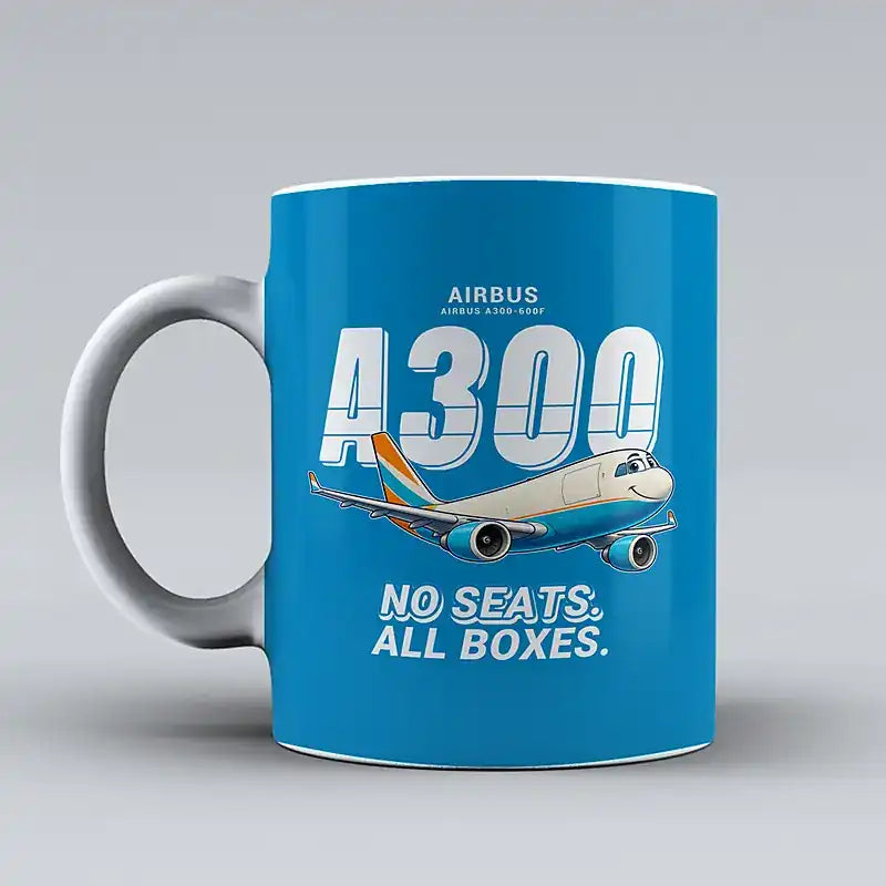 Airbus A300-600F - Cartoon - Mug - Turquoise