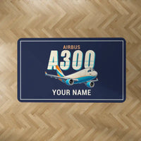 Thumbnail for Airbus A300-600F - Cartoon + Name - Rectangle Carpet - Dark Blue