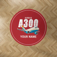 Thumbnail for Airbus A300-600F - Cartoon + Name - Round Carpet - Red