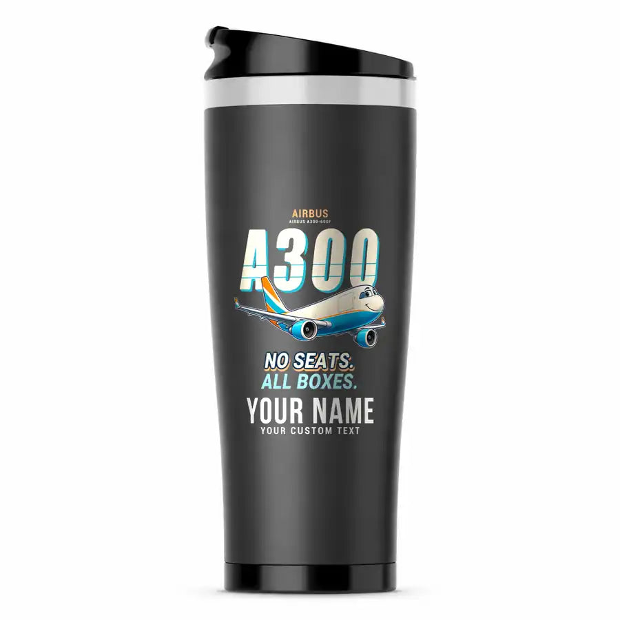 Airbus A300-600F - Cartoon + Name - Stainless Steel (No Holder) - Gray